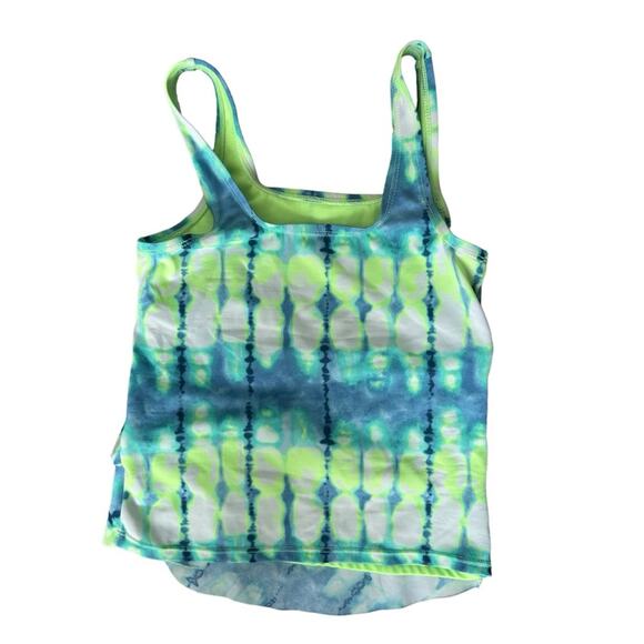 Justice Swim Tops (2) Tankini Ruffle Tie Dye Geometric Neck Tie Girls Size 8 - Picture 4 of 8